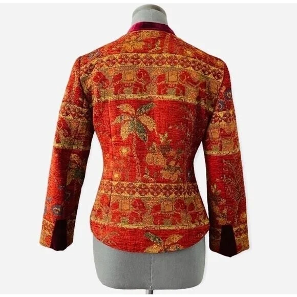 KAMARA by Maroti Ildiko Multicolor Quilted Jacquard Elephant Print Blazer S